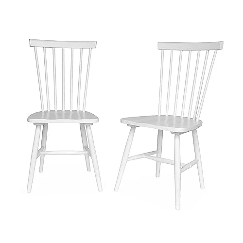 Alice's Home - Lot de 2 chaises Blanches à barreaux en Bois d'hévéa. Romie. L 50.8 x P 44.2 x H 90cm. Livraison Offerte. Garantie 2 Ans. Meilleur Prix Garanti !