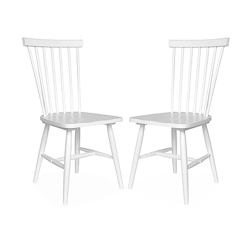 Alice's Home - Lot de 2 chaises Blanches à barreaux en Bois d'hévéa. Romie. L 50.8 x P 44.2 x H 90cm. Livraison Offerte. Garantie 2 Ans. Meilleur Prix Garanti !