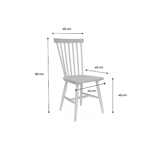 Alice's Home - Lot de 2 chaises Blanches à barreaux en Bois d'hévéa. Romie. L 50.8 x P 44.2 x H 90cm. Livraison Offerte. Garantie 2 Ans. Meilleur Prix Garanti !