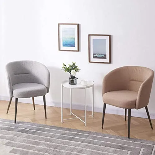 NOGRAX Tables Table d'appoint Ronde en métal for extérieur, Petit canapé d'appoint en métal, Pliable, antirouille et étanche, Plateau Amovible for Salon, Chambre à Coucher, Balcon, Bureau, Blanc