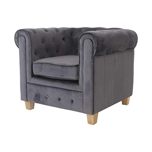 Zons Manhattan - Fauteuil en velours, couleur : Gris anthracite
