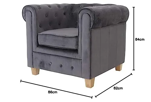 Zons Manhattan - Fauteuil en velours, couleur : Gris anthracite