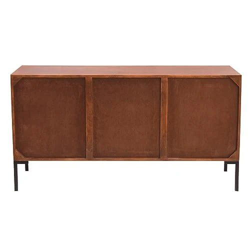 Miliboo Buffet en Bois foncé manguier Massif et métal Noir 3 Portes L140 cm Onda