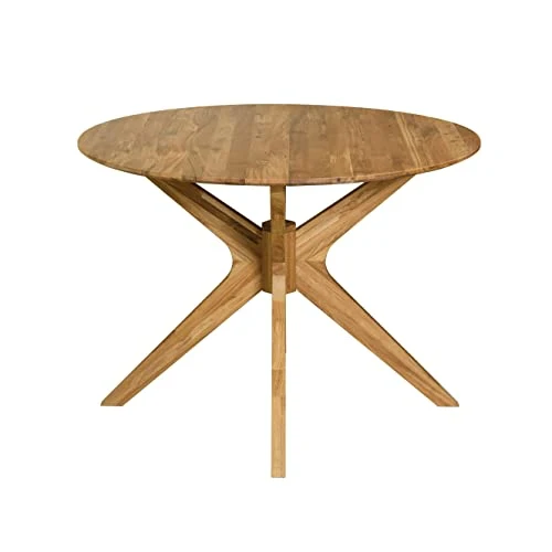 Nordic Story Table de salle à manger ronde Raund, en bois massif chêne, idéale pour cuisine salon, meubles style nordique scandinave, 105 x 105 x 75 cm, chêne naturel