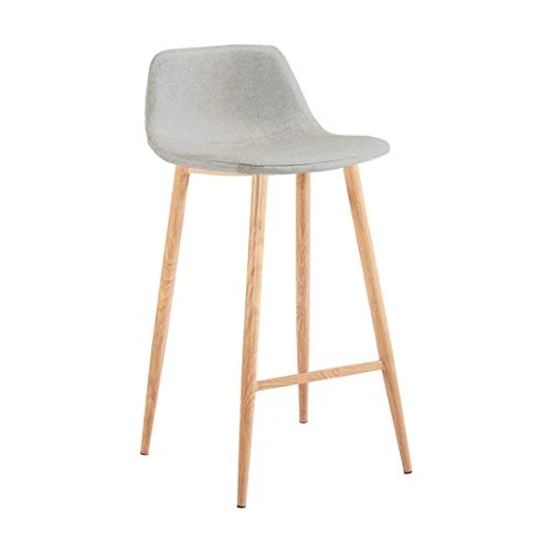 ZONS - EASY TO CLEAN TABOURET BAR LOOK TISSUS PIEDS EN METAL EFFET BOIS