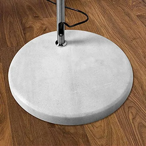CCLIFE Lampe Lampadaire à arc salon courbée, Lampe arceau moderne en chrome Lampadaire sur pied marbre, Couleur: Blanc, réglable en hauteur 130-180cm