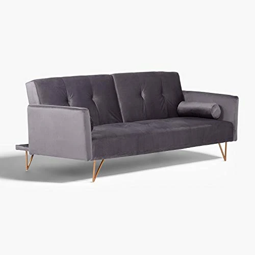 SKLUM Canapé Inclinable 3 Places en Velours Jehrd Graphite