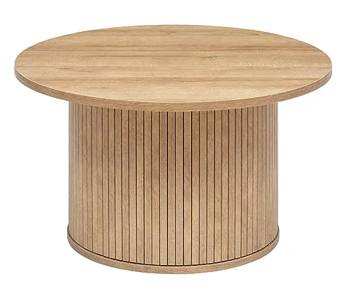 PEGANE Table Basse Ronde en Bois MDF Coloris Naturel - diamètre 70 x Hauteur 40 cm
