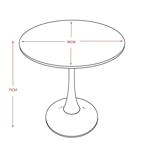 Casa Vital Table à manger Interlanta, noir, 90 x 90 x 75 cm, rond, plateau en pierre frittée, motif marbre noir, pied colonne en métal, plateau de base large et stable
