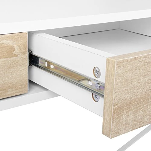 WOLTU TS40ws Bureau Table 110x50x75 cm avec 3 tiroirs,Bureau d'ordinateur Table de Travail en MDF et Acier,Blanc