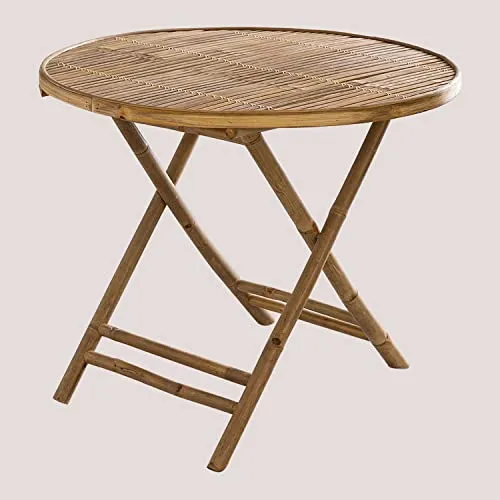 SKLUM Table de Jardin Pliable Ronde en Bambou (Ø90 cm) Lipe Bambou