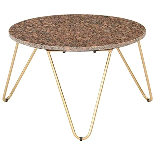 HINSD Table basse marron 65 x 65 x 42 cm en pierre véritable avec texture marbre
