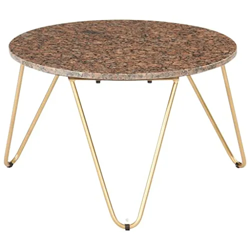 HINSD Table basse marron 65 x 65 x 42 cm en pierre véritable avec texture marbre