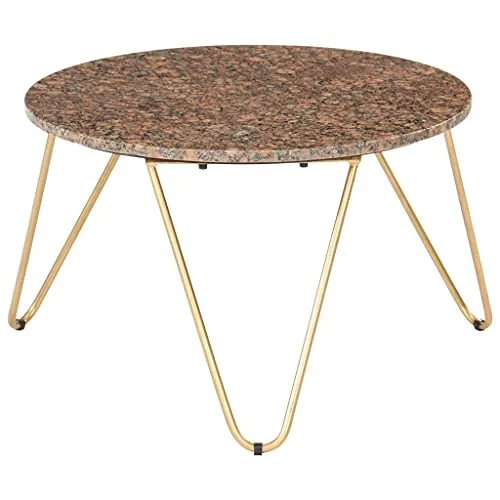 HINSD Table basse marron 65 x 65 x 42 cm en pierre véritable avec texture marbre