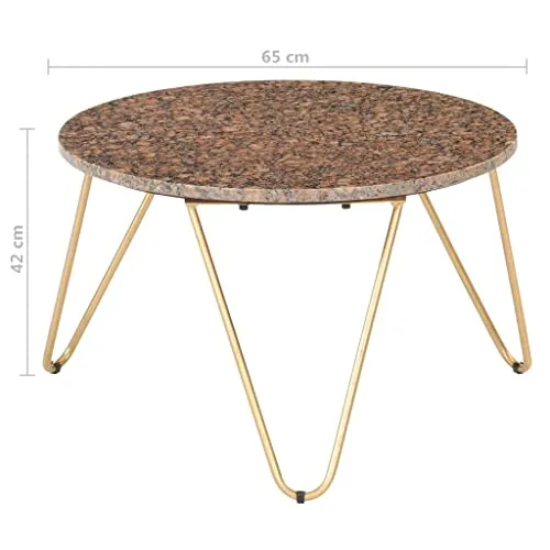 HINSD Table basse marron 65 x 65 x 42 cm en pierre véritable avec texture marbre