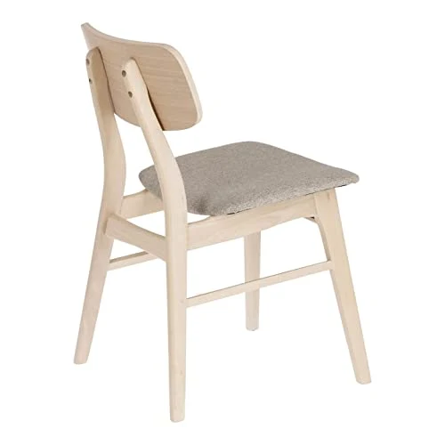 Kave Home - Chaise Selia en Bois d'hévéa Massif et placage de chêne avec revêtement Gris Clair