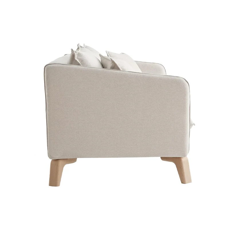 Miliboo Canapé 3 Places éco-Responsable en Tissu Beige Clair et Bois Clair Forest