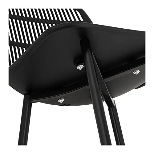 Fromm & Starck Chaise Design Scandinave De Salle À Manger Cuisine Salle D'attente Terrasse Visiteur Star_Seat_09 (150 kg Max, Siège 46,5 x 45,5 cm, Hauteur 44,5 cm, Coloris Noir, Plastique/Acier)