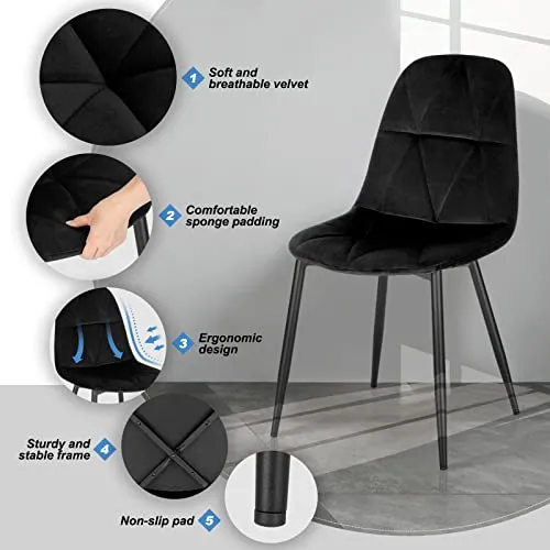Lestarain Chaises de Salle à Manger, Chaise Salon, Chaise Scandinave, Chaise de Cuisine en Velours avec Pieds en métal, Assise Rembourré, Nior LCNI109004-2