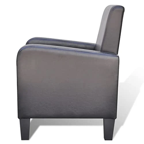 vidaXL Fauteuil Rembourré Canapé de Salon Sofa en Cuir Synthétique Noir