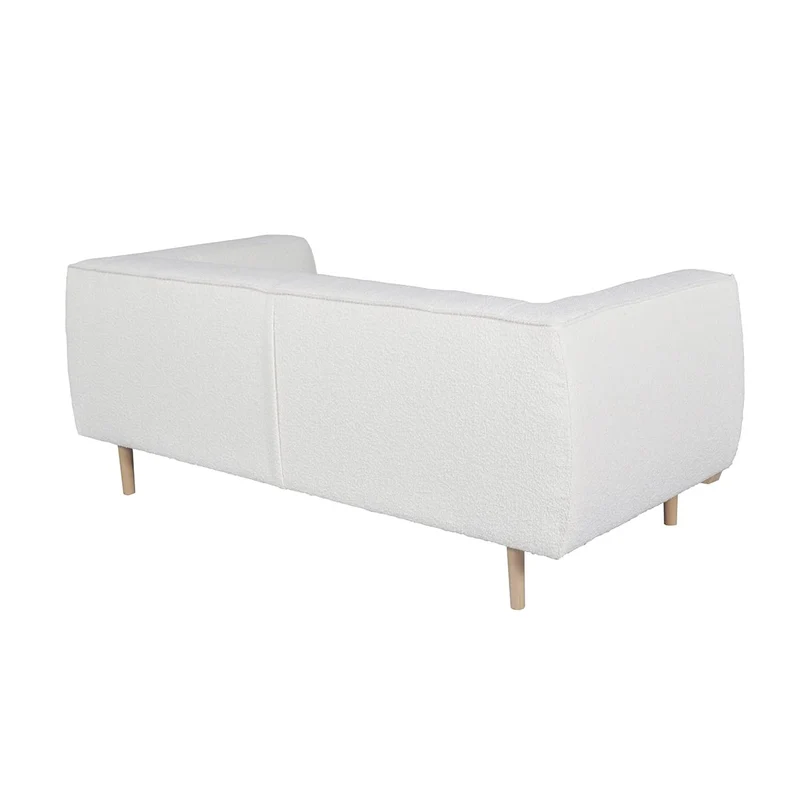 Miliboo Canapé scandinave 2-3 Places en Tissu Effet Laine bouclée écru et Bois Clair Morris