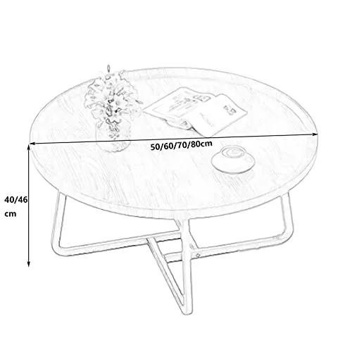 Table basse industrielle ronde – Tables basses pour le salon, table à thé moderne de loisirs, table centrale pour le salon, salle à manger, tables gigognes pour les petits espaces (couleur : noyer,