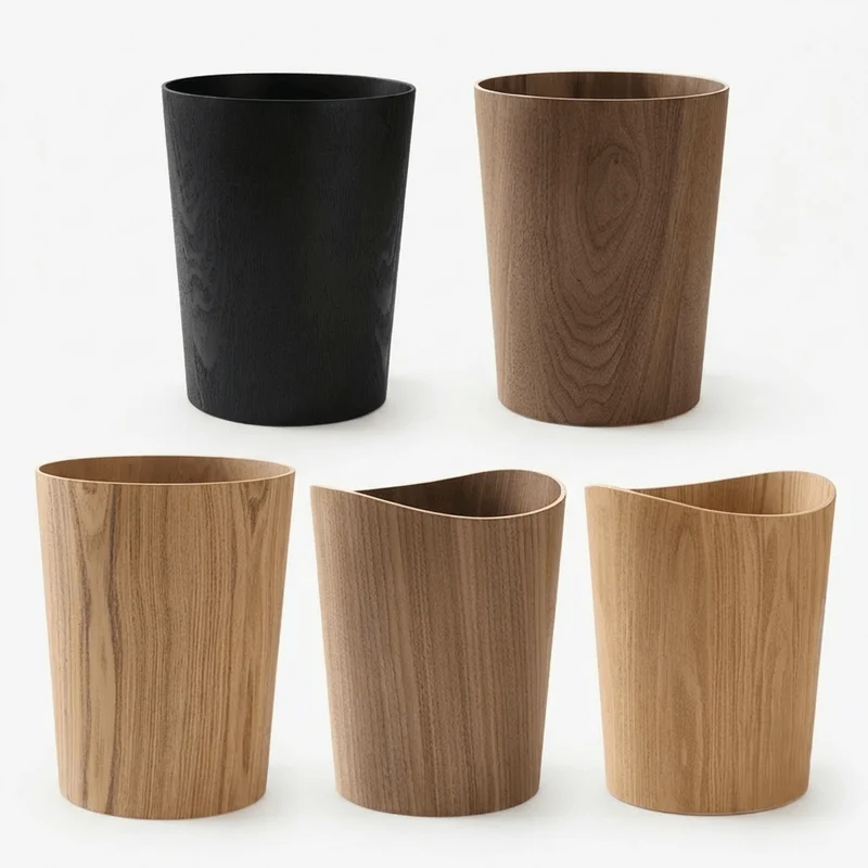 Poubelle Design Effet Bois