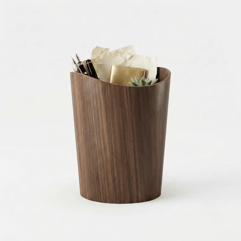 Poubelle Design Effet Bois