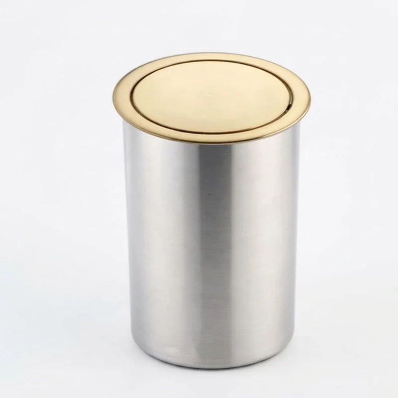 Poubelle encastrable ronde en inox pour plan de travail