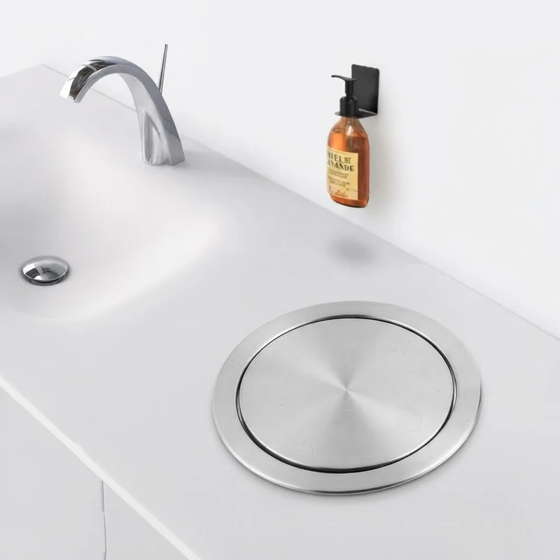 Poubelle encastrable ronde en inox pour plan de travail