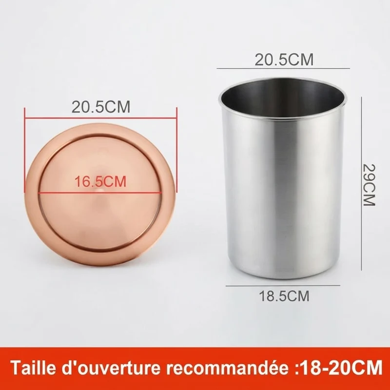 Poubelle encastrable ronde en inox pour plan de travail