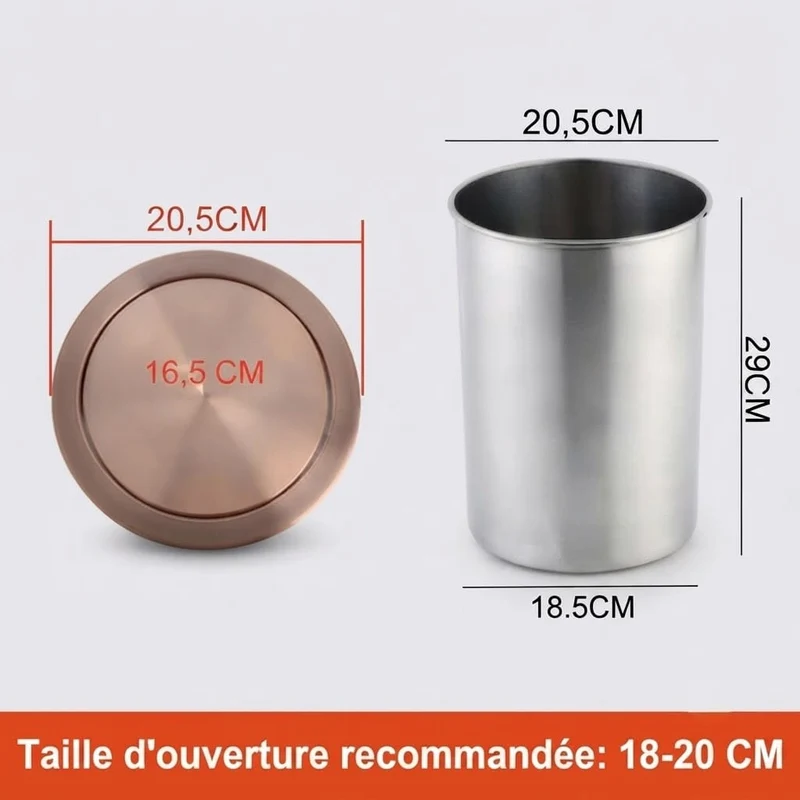 Poubelle encastrable ronde en inox pour plan de travail