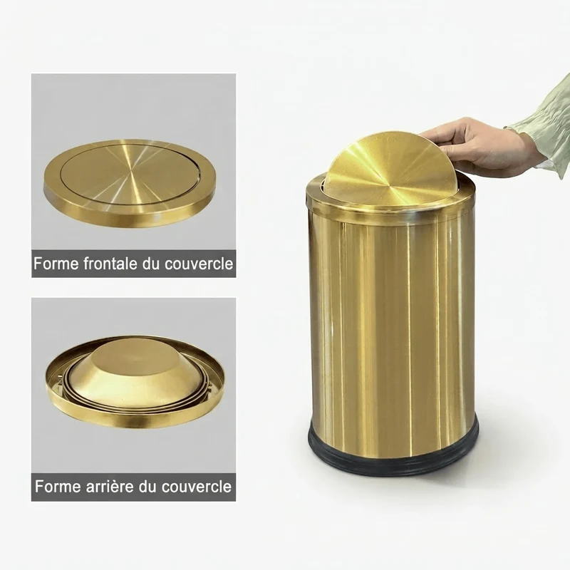 Poubelle Salle de Bain Design 9L - Acier Inoxydable à Couvercle Pivotant
