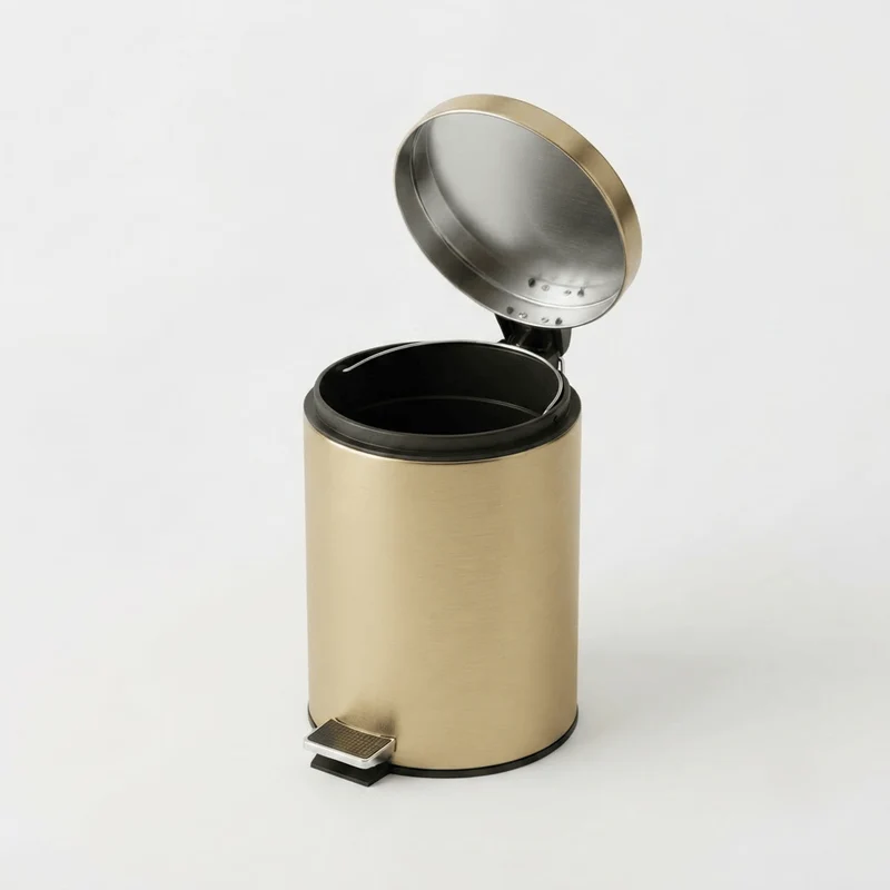 Poubelle Salle de Bain Design en Inox Doré 5L - Élégance et Hygiène