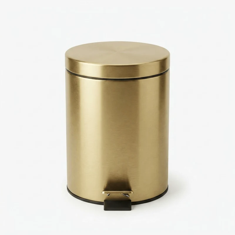 Poubelle Salle de Bain Design en Inox Doré 5L - Élégance et Hygiène