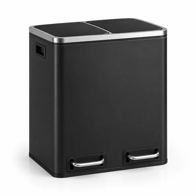 Poubelle de tri cuisine 2 compartiments 30L – Acier design