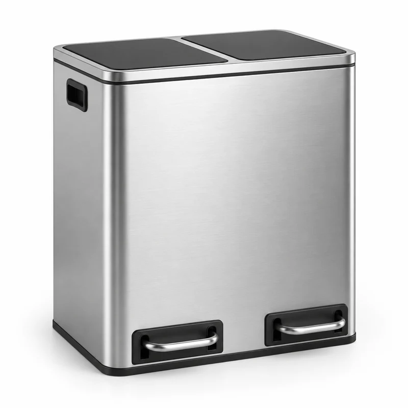 Poubelle de tri cuisine 2 compartiments 30L – Acier design