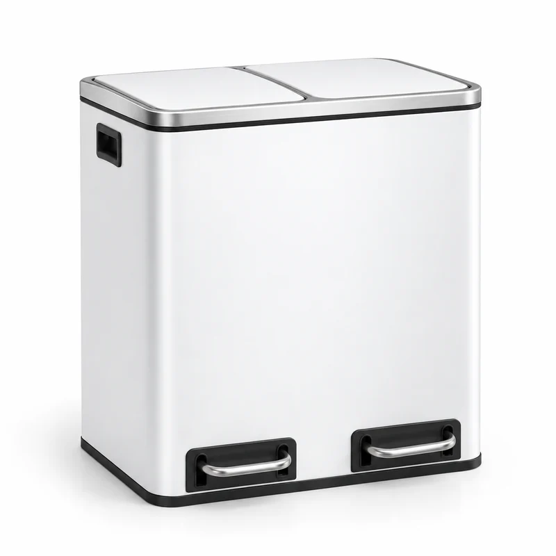 Poubelle de tri cuisine 2 compartiments 30L – Acier design