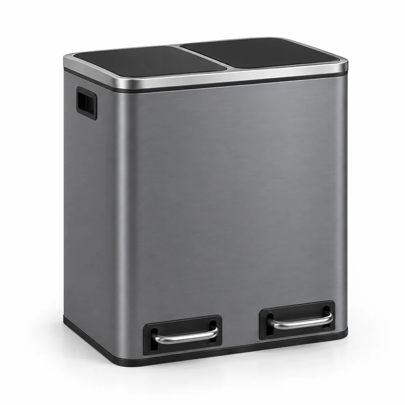 Poubelle de tri cuisine 2 compartiments 30L – Acier design