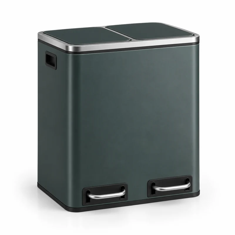 Poubelle de tri cuisine 2 compartiments 30L – Acier design