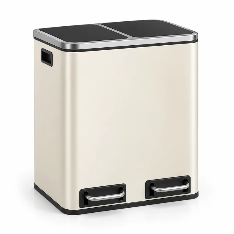 Poubelle de tri cuisine 2 compartiments 30L – Acier design