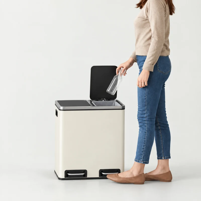 Poubelle de tri cuisine 2 compartiments 30L – Acier design