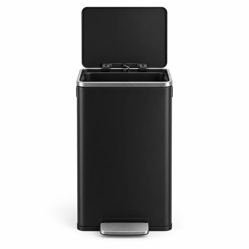 Poubelle cuisine 50L noire en acier – Design élégant et robuste
