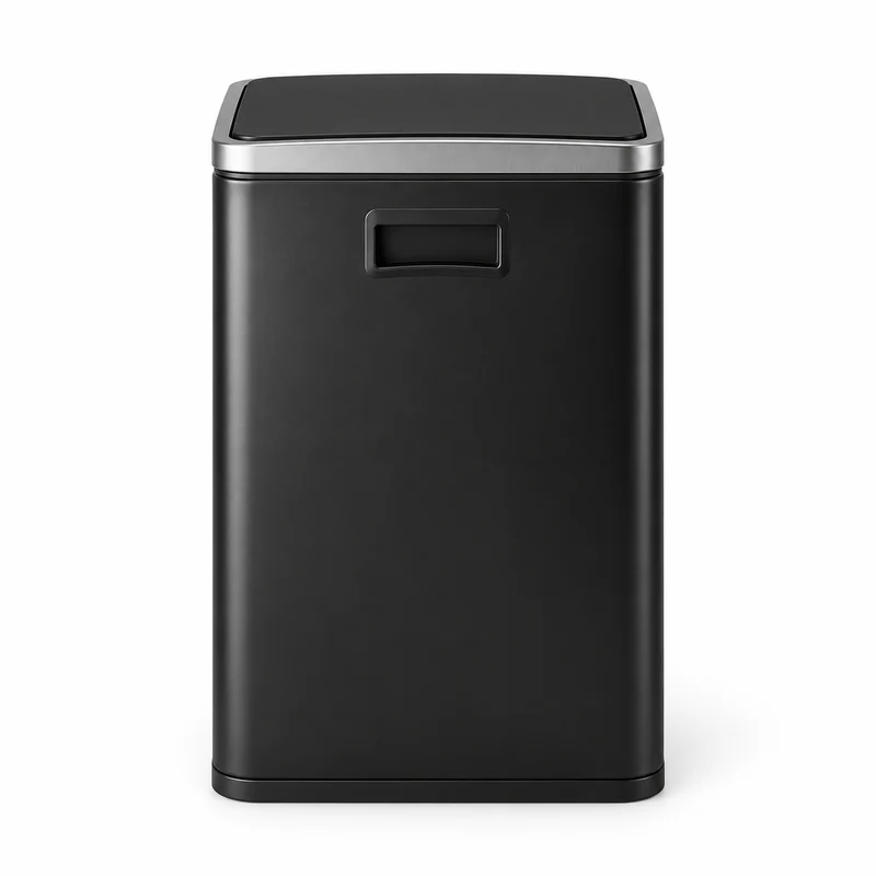 Poubelle cuisine 50L noire en acier – Design élégant et robuste