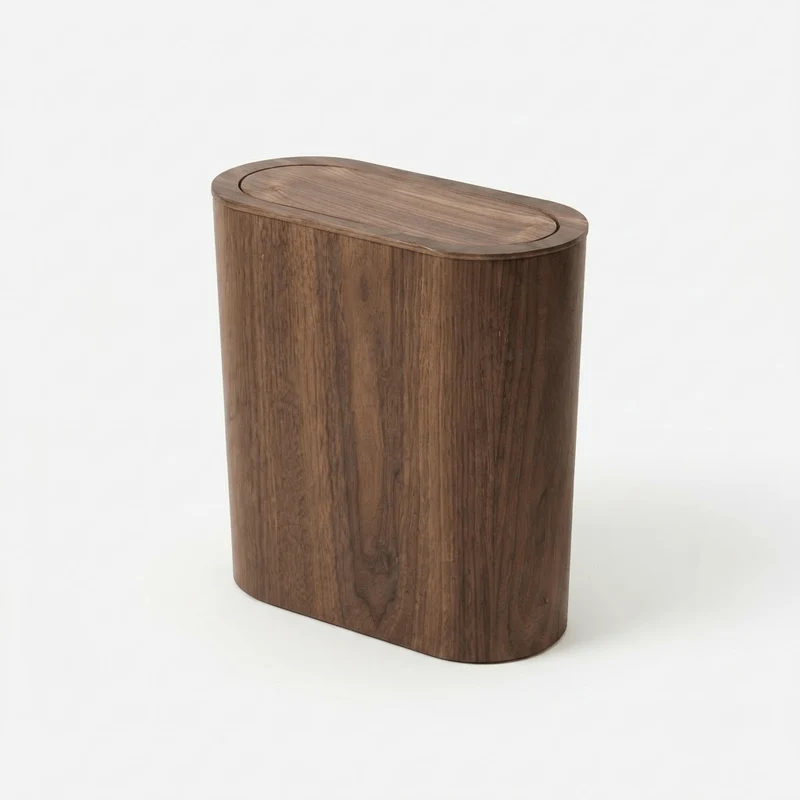 Poubelle Cuisine Design en Bois Rectangulaire avec Couvercle Basculant