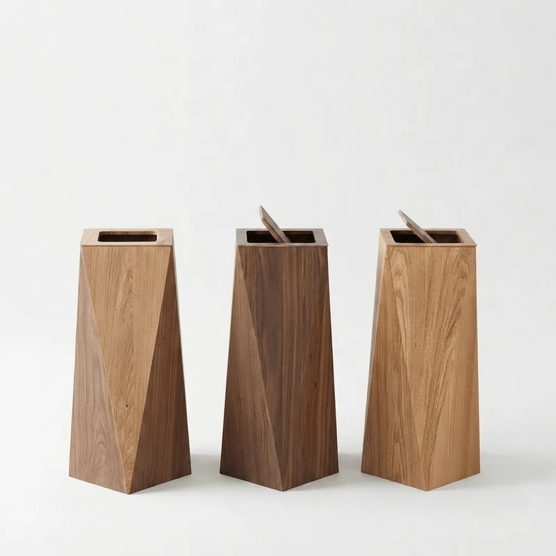 Poubelle Cuisine Design en Bois – Style Nordique Rectangulaire
