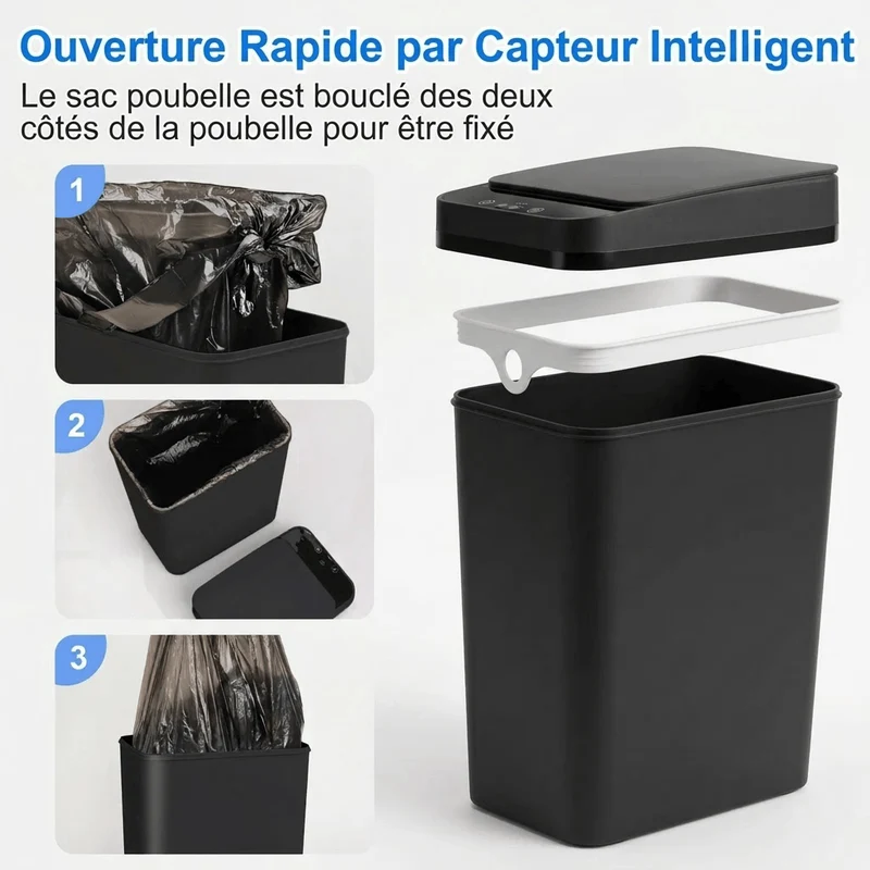 Poubelle coulissante sous évier double compartiment - Système de tri sélectif encastrable