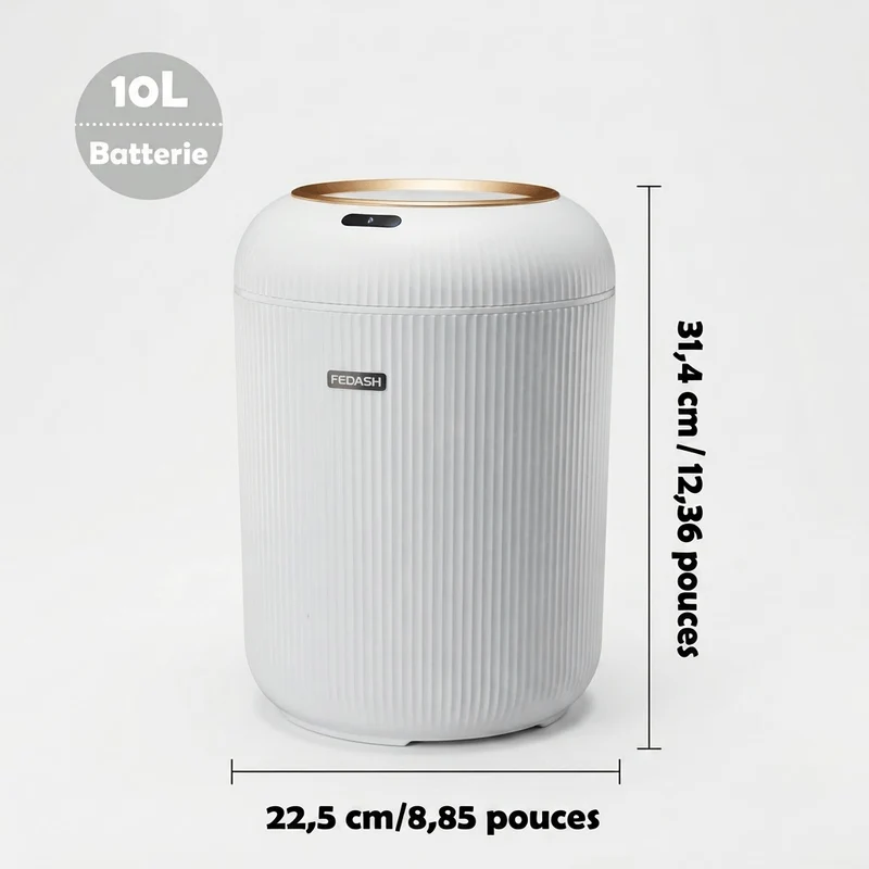 Poubelle automatique intelligente 10L - Design épuré avec pieds bois