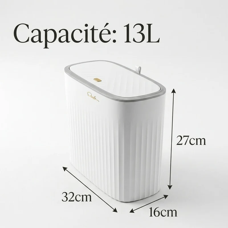 Petite poubelle de salle de bain design - Format étroit 8L