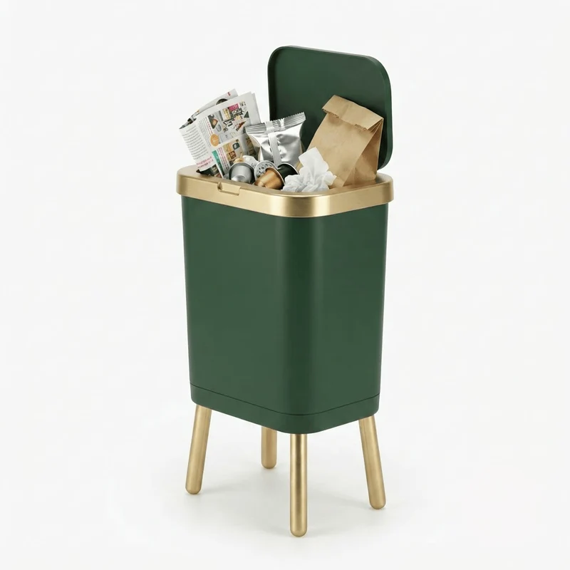 Poubelle Cuisine Design 15L - Étroite, Haut sur Pieds et Pratique